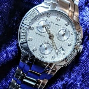 Bulova Accutron 26E05 Diamond Studded Chrono Swiss Made Collectible Men's Watch